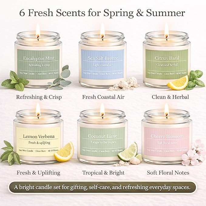 PELN Scented Candles for Women, Spring Summer 6 Pack Soy Wax Aromatherapy - Image 2