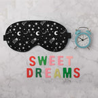 Starry Sky Moon Silk Eye Mask Sleep Mask Night Polka Dots Mystical White Black - Image 6