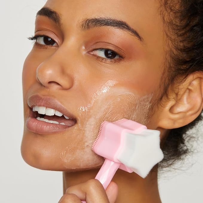No Mo-Stache All Star Face Brush -Manual Facial Cleansing Brush, 2-in-1 Skin - Image 3