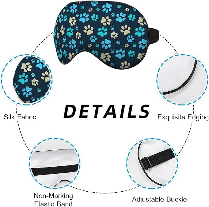 Dog Footprint Sleep Mask Eye Mask Dog Paws Cute Footstep Animal Blue Green - Image 3