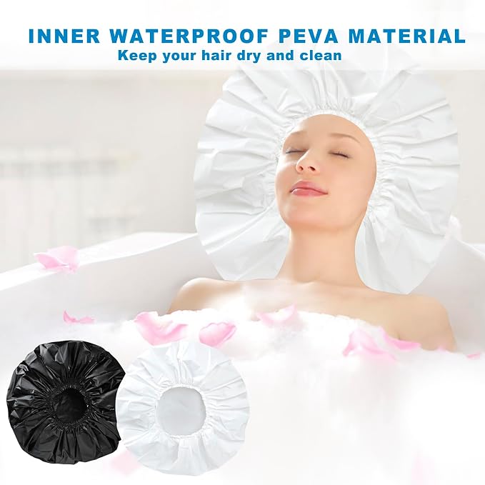 Super Jumbo Shower Cap 2 PCS Waterproof Shower Caps - Image 8