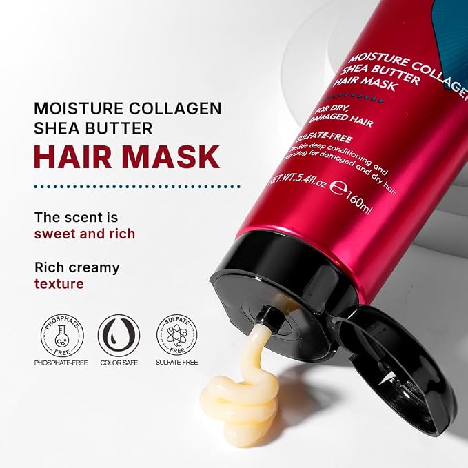 Collagen Shea Butter Hair Mask Deep Repair Conditioning Moisture Collagen Shea - Image 4