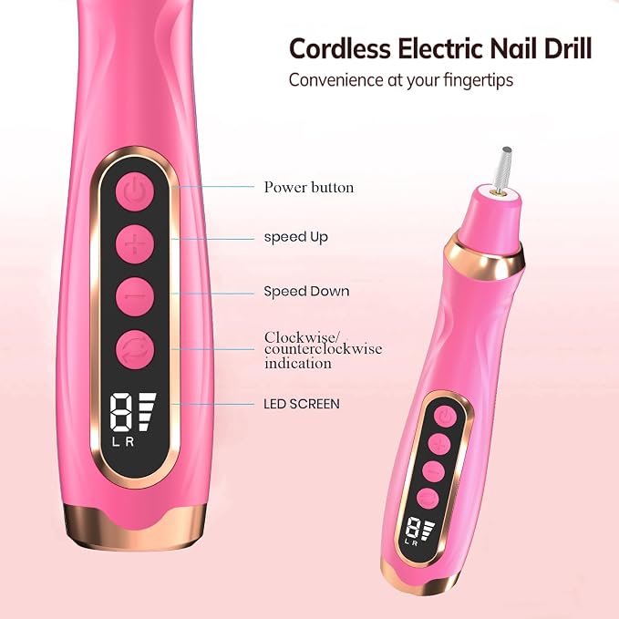 Professional Manicure Pedicure Kit Cordless Electric Nail File Set 6 Speed - Image 3