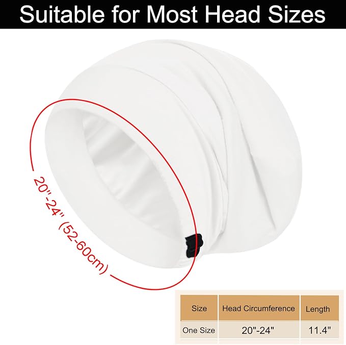 Sleep Cap Bonnet for Sleeping, Adjustable Cooling Ice Silk Lined Hair Bonnets - Image 5
