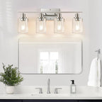 Indoi 4-Light Bathroom Light Fixtures, Brushed Nickel Vanity Lights - Image 6