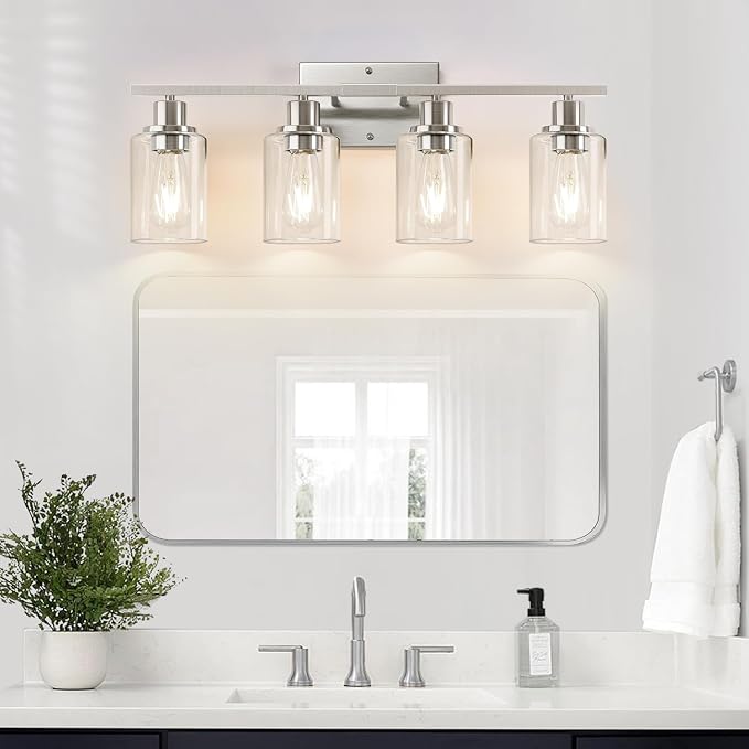 Indoi 4-Light Bathroom Light Fixtures, Brushed Nickel Vanity Lights - Image 6