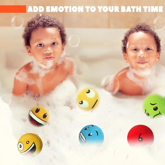 HZEX Large Emotion Face Bath Bombs Set of 6 – Fun Emoji-Inspired Spa Fizzies – - Image 6