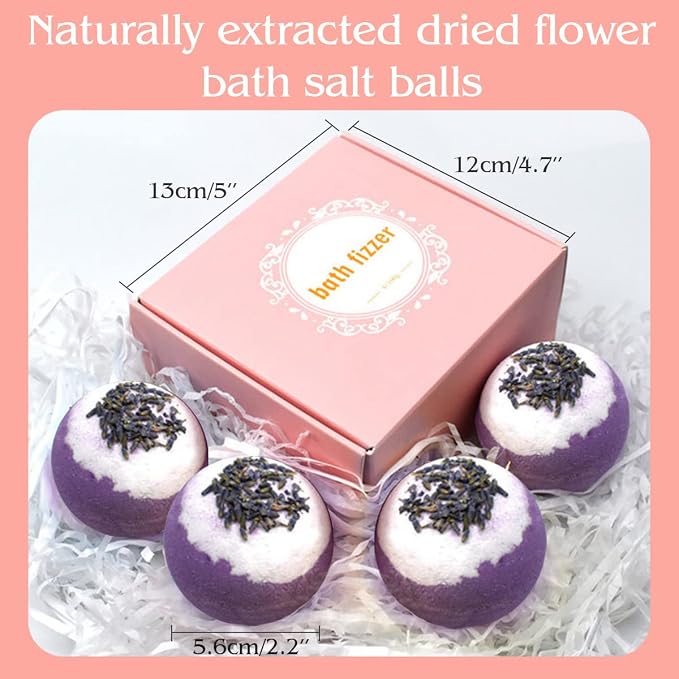 Dried Flower Bath Bombs Salt Balls, Lavender Extract Essential Oils, - Image 4
