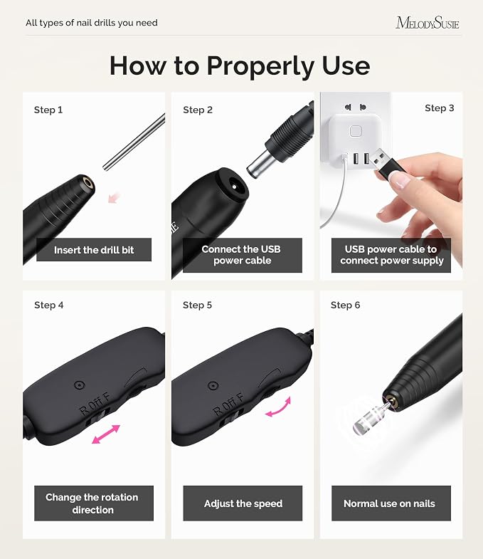 MelodySusie Electric Nail Drill Machine, PC120I Portable Electric Nail File - Image 5
