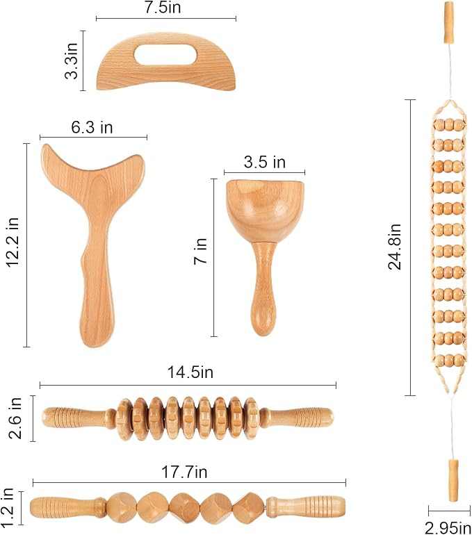 KintKita Wood Therapy Massage Tool 6 in 1, Lymphatic Drainage Massager - Image 7