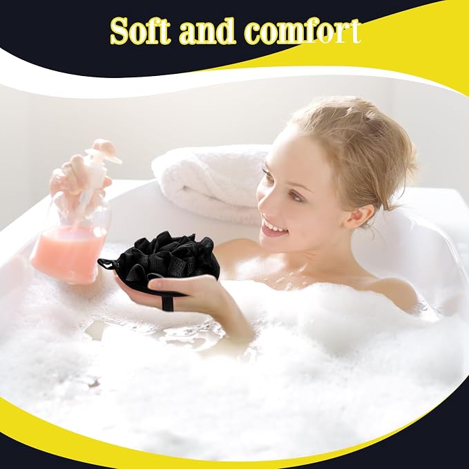 Boao 6 Pcs Bath Shower Pouf Sponge Mesh Pouf Shower Ball Exfoliating Body - Image 5