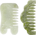 Geiserailie 2 Pcs Jade Combs Esthetician Supplies Massage Stone Hair Gua Sha by Geiserailie