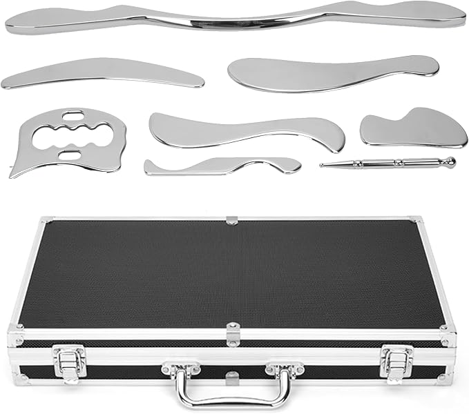 8 in 1 Stainless Steel Gua Sha Muscle Scraper Massage Tool Set IASTM Tools by ISXACFF