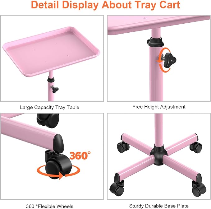 Salon Tray Cart Tattoo Tray Rolling Cart, Service Rolling Tray, Height - Image 3