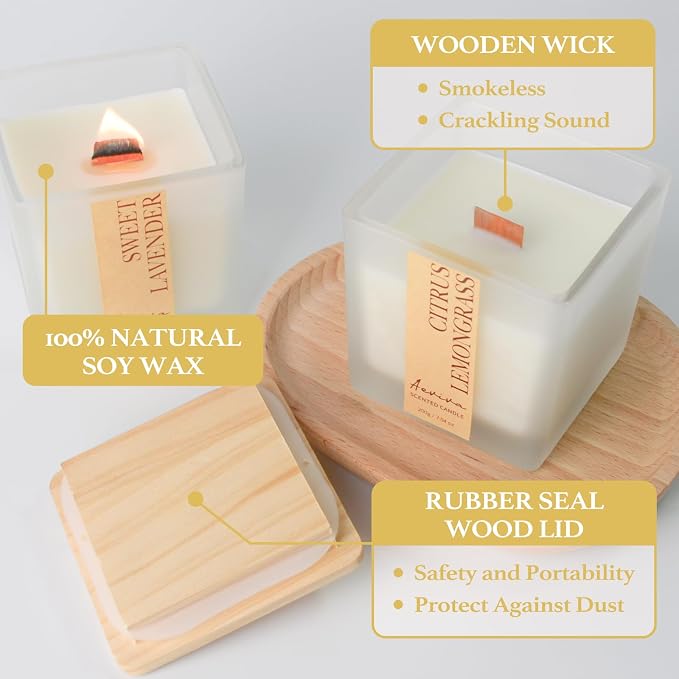 Scented Candle, 7.04 oz Citrus & Lemongrass Aromatherapy Candle, Natural Soy Wax - Image 5