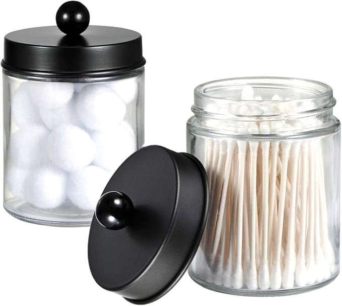 Amolliar 6Pc Apothecary Jars Bathroom Vanity Organizer- Rustic Farmhouse Decor - Image 8