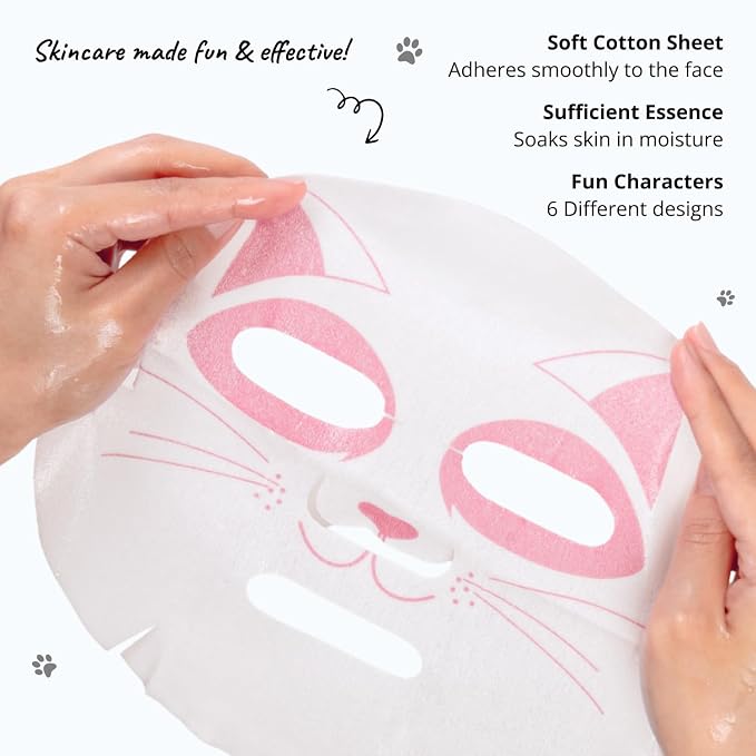 Epielle Character Face Mask Wave & Wild 12 Pack, Fun & Effective Korean Skin - Image 4