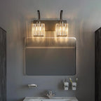Crystal Vanity Lights 2-Light Black Wall Lamp Modern Crystal Bathroom Light - Image 6