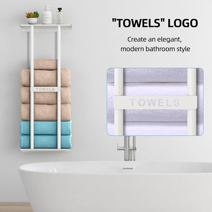 STWWO Wall Towel Rack for Rolled Towels, Towel Storage for Small Bathroom Can - Image 6