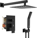 SR SUN RISE Black Square Rainfall Shower Head and Handle Set, Wall Mounted by SRSUNRISE