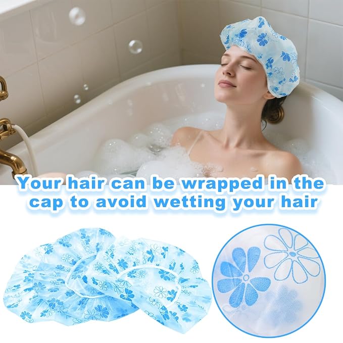 18Pcs Plastic Shower Caps for Women Waterproof Bath Caps Bathing Hair Cap - Image 5