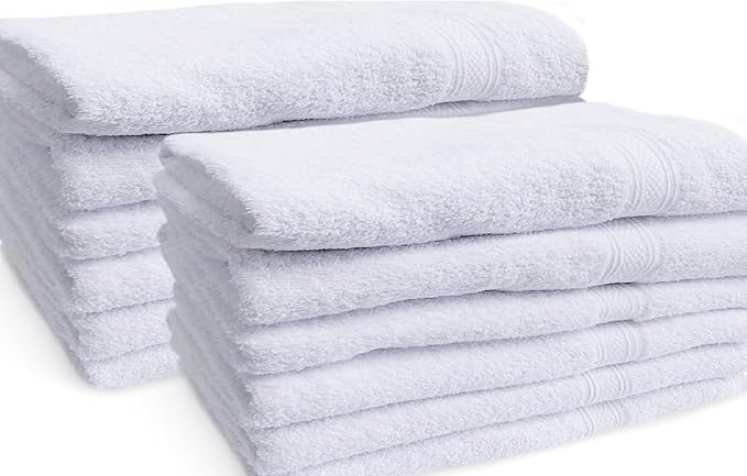 Towels N More 12 Pack 20x40 White Gym Towels, Small Bath Towels by TowelsNMore