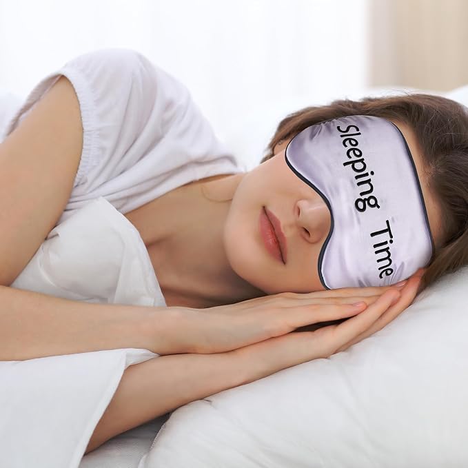 Geyoga 4 Pieces Funny Eye Mask for Sleep Soft Satin Blackout Blindfold - Image 5