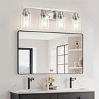 Bathroom Vanity Light, 4-Light Nickel Modern Matte Wall Sconce Lighting - Image 6
