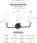 Bathroom Light Fixtures, 3-Light Oil Rubbed Bronze Vanity Lights - Image 2