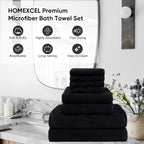 HOMEXCEL 8 Piece Bath Towel Set, Microfiber Bathroom Towel - Image 3