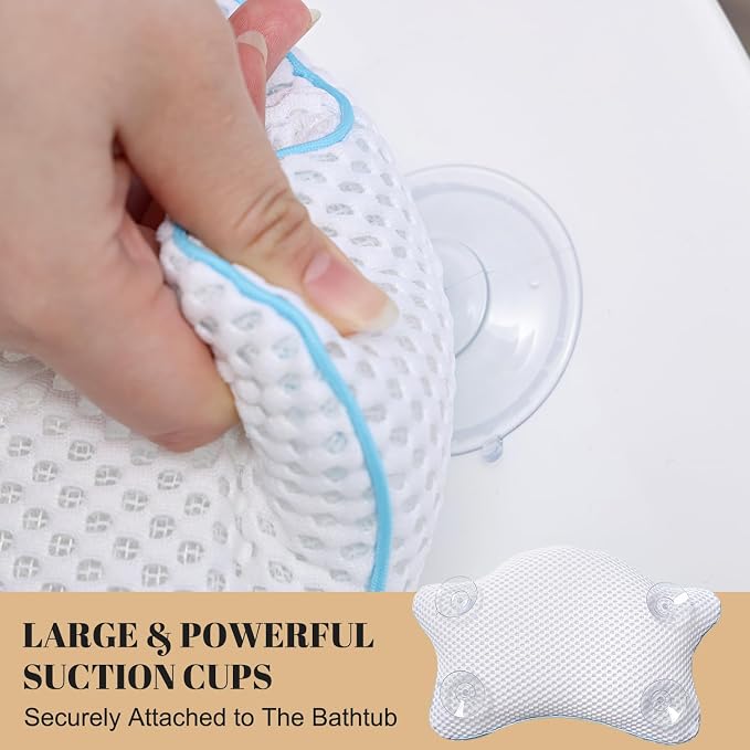 Non Slip Bath Pillow, Luxury Spa Bathtub Head & Neck Rest Support, Permeable - Image 5