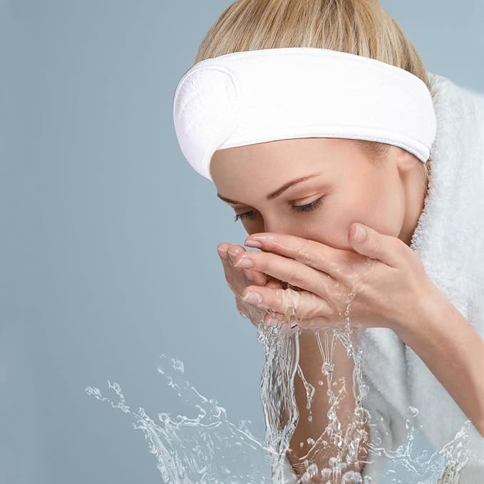 Facial Spa Headbands 4 PCS, Makeup Shower Bath Wrap Sport Headband Terry Cloth - Image 5