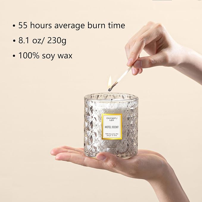 Chloefu LAN Hotel Scented Candle Natural Essential Oil, Luxury Scented Soy Jar - Image 2