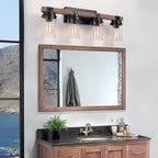 4-Lights Farmhouse Bathroom Vanity Light, Rustic Wood Bathroom Light Fixtures - Image 8