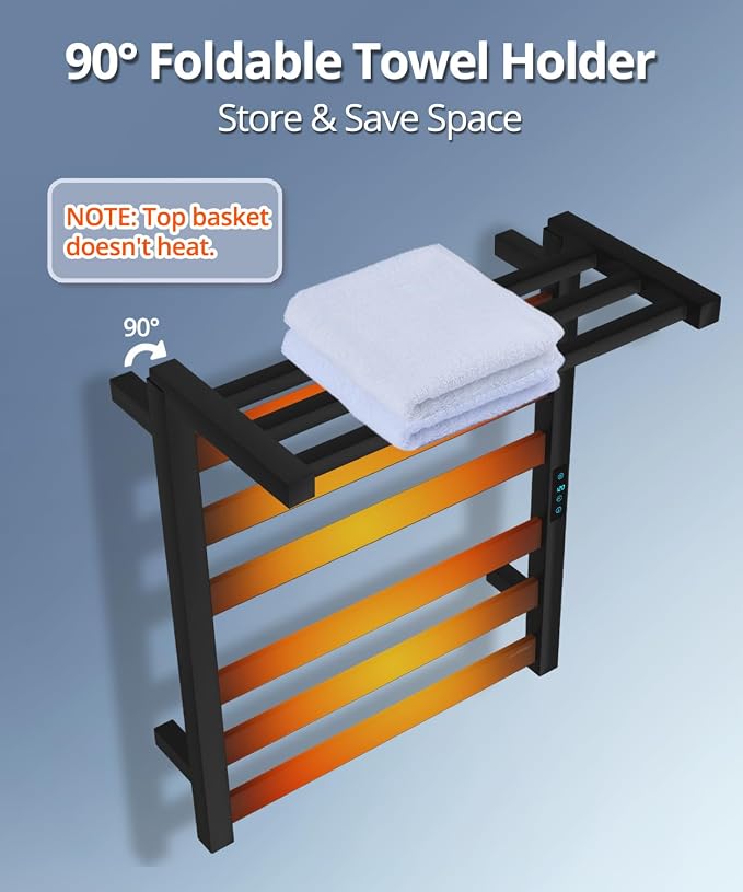 Towel Warmer Rack with WiFi, 6 Bars Large Towel Racks with Temperature & Timing - Image 4