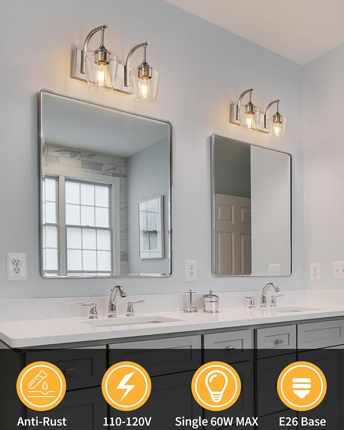 Brushed Nickel Bathroom Light Fixtures Bathroom Vanity Light - Image 3