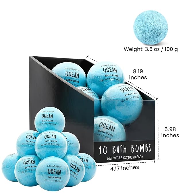 Bath Bombs for Women, BODY & EARTH 10 X 3.5 oz Ocean Bath Bomb Gift Sets - Image 5