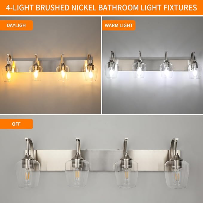 4-Light Brushed Nickel Vanity Light - Image 6