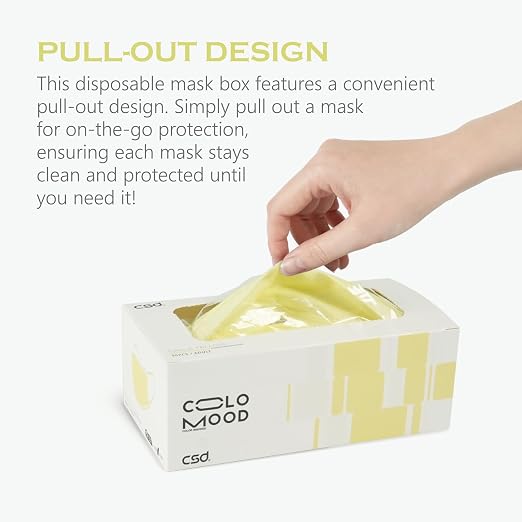 CSD Colo 30 Pcs Yellow Disposable Face Masks, 3 Ply Adult Mask - Image 2