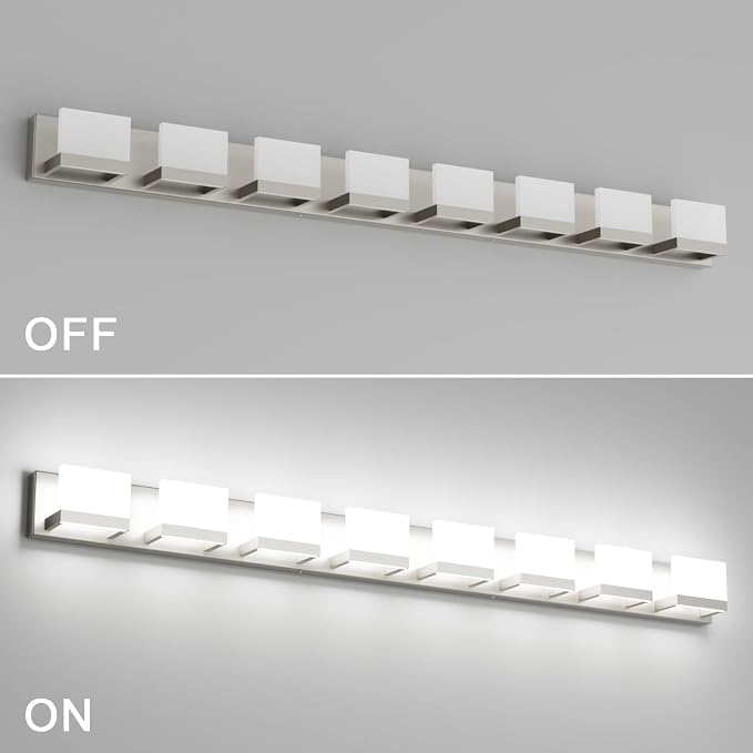 Tipace 8 Lights LED Modern Vanity Light Brushed Nickel Bathroom Lighting - Image 8