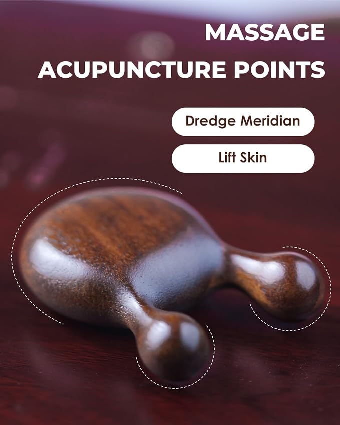Gua Sha Massager for Face, Natural Sandalwood Wooden Guasha Scraping Massage - Image 3