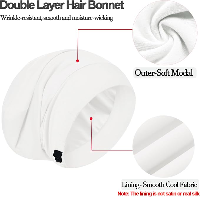 Sleep Cap Bonnet for Sleeping, Adjustable Cooling Ice Silk Lined Hair Bonnets - Image 6