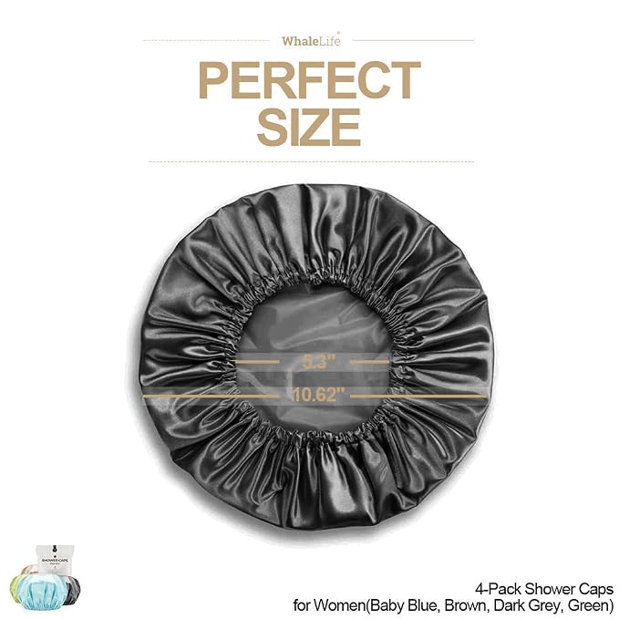 Shower Cap for Women Reusable Extra Large Shower Caps for Men Satin Double - Image 5