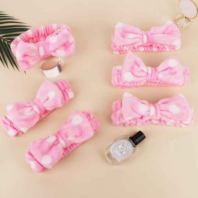 Casoty 6 Pcs Makeup Hair Headbands, Soft Coral Fleece Spa Headband - Image 5
