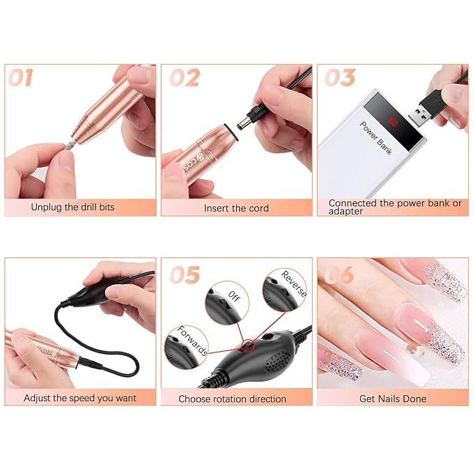 COSITTE Electric Nail Drill, USB Electric Nail Drill Machine - Image 4