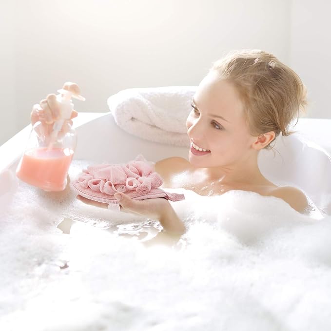 Boao 6 Pcs Bath Shower Pouf Sponge Mesh Pouf Shower Ball Exfoliating Body - Image 5