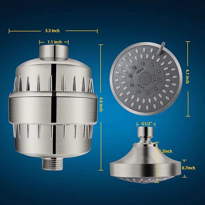 Shower Head and 15 Stage Shower Filter Combo, FEELSO High Pressure 5 Spray - Image 5