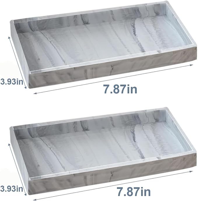 2PCS 7.87” L x 3.93” W Silicone Soap Dispenser Trays, Bathroom Sink Vanity Tray - Image 3