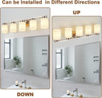5-Light Bathroom Light Fixtures, Modern Vanity Lights, Brushed Nickel Metal - Image 4