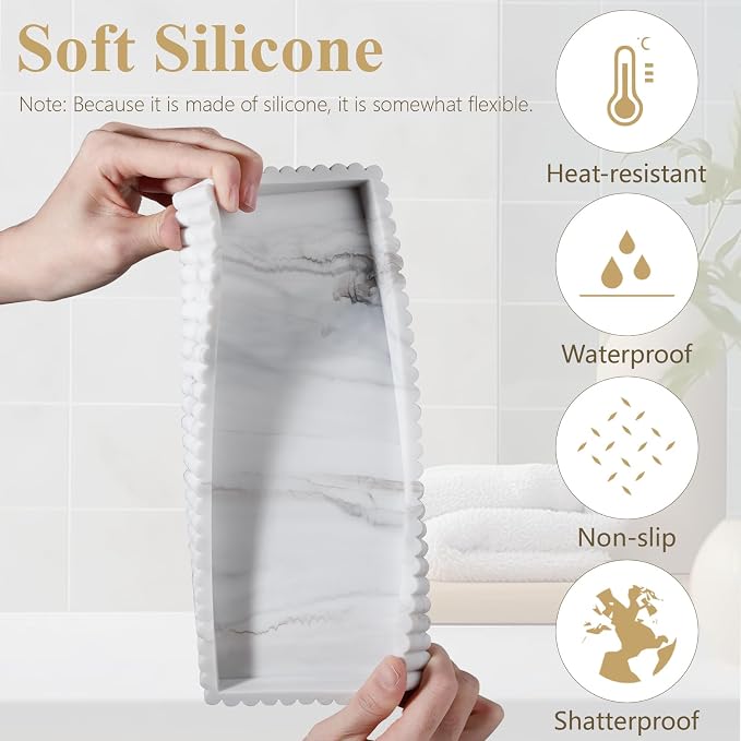 Silicone Bathroom Tray Small Vanity Organizer Rectangle Sink Caddy Sponge - Image 3